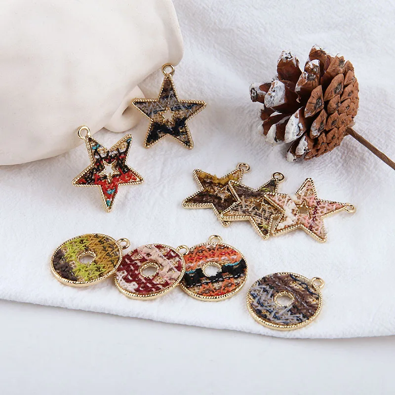Colorful Woven Crochet Gold Tone Alloy Star Round Circle Charms 10pcs DIy Jewelry Findings Necklace Earring Pendant Charm Craft
Colorful Woven Crochet Gold Tone Alloy Star Round Circle Charms 10pcs DIy Jewelry Findings Necklace Earring Pendant Charm Craft
