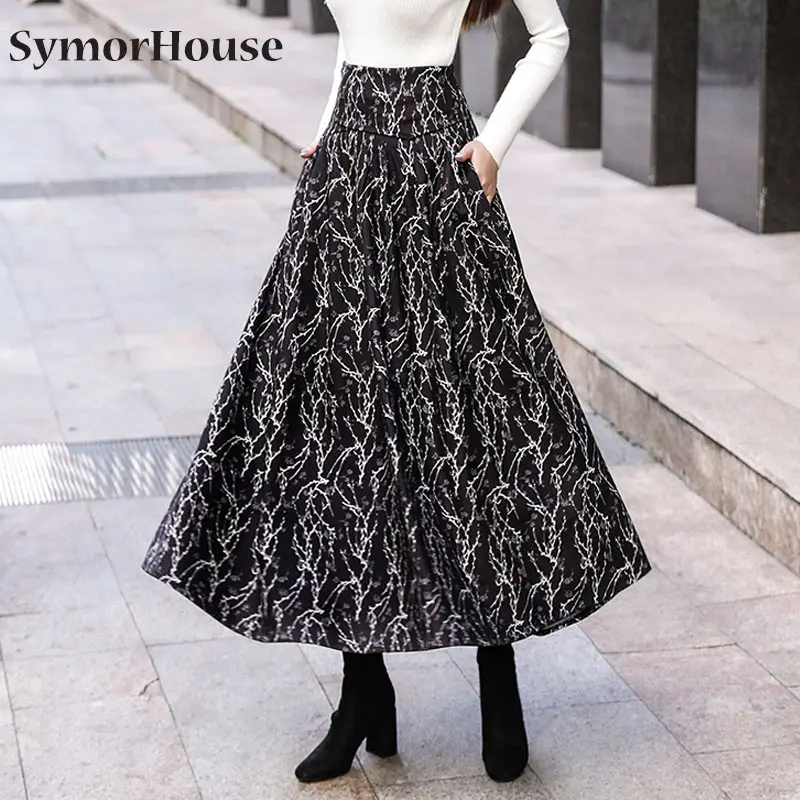Elegant Print Vintage Women's Wool Maxi Pleated Skirt Winter 2021 High Waist Thicken Woolen A-Line Saias Longas Female
Elegant Print Vintage Women's Wool Maxi Pleated Skirt Winter 2021 High Waist Thicken Woolen A-Line Saias Longas Female