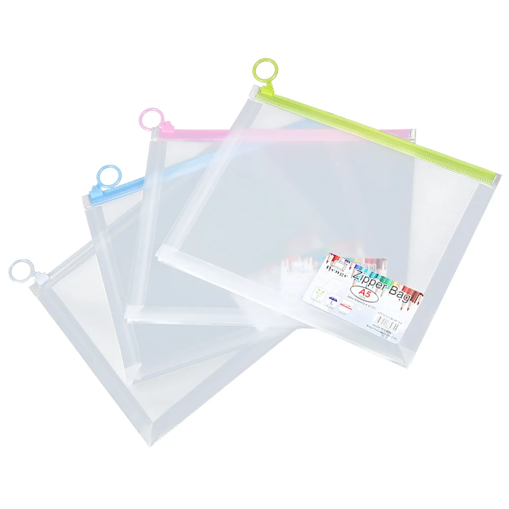 4pcs Transparent Zipper File Bags Colored A4 Document Holder Plastic Storage Pouch for School Office (Random Color)
4pcs Transparent Zipper File Bags Colored A4 Document Holder Plastic Storage Pouch for School Office (Random Color)