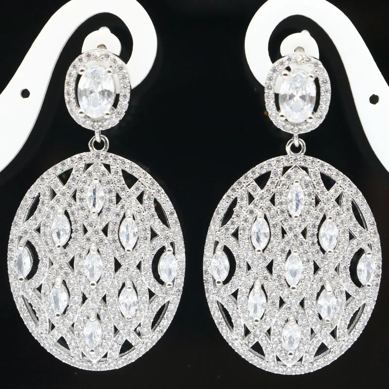45x25mm European Style Created White Bright Cubic Zircon For Bride Fine Jewelry Wedding Silver Earrings
45x25mm European Style Created White Bright Cubic Zircon For Bride Fine Jewelry Wedding Silver Earrings