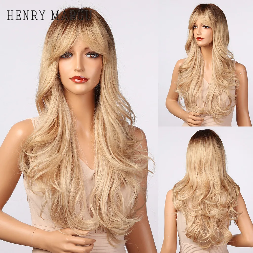 HENRY MARGU Ombre Brown Golden Honey Blonde Wigs with Bangs Long Wavy Synthetic Hair Wigs for Women Afro High Temperature Fiber
HENRY MARGU Ombre Brown Golden Honey Blonde Wigs with Bangs Long Wavy Synthetic Hair Wigs for Women Afro High Temperature Fiber