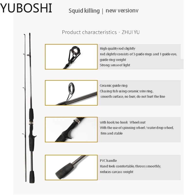 YUBOSHI 1.8M 2 Section Lure Rod Casting/Spinning Fishing Rod Wt 3g-21g Ultra Light Boat Fishing Rod
YUBOSHI 1.8M 2 Section Lure Rod Casting/Spinning Fishing Rod Wt 3g-21g Ultra Light Boat Fishing Rod