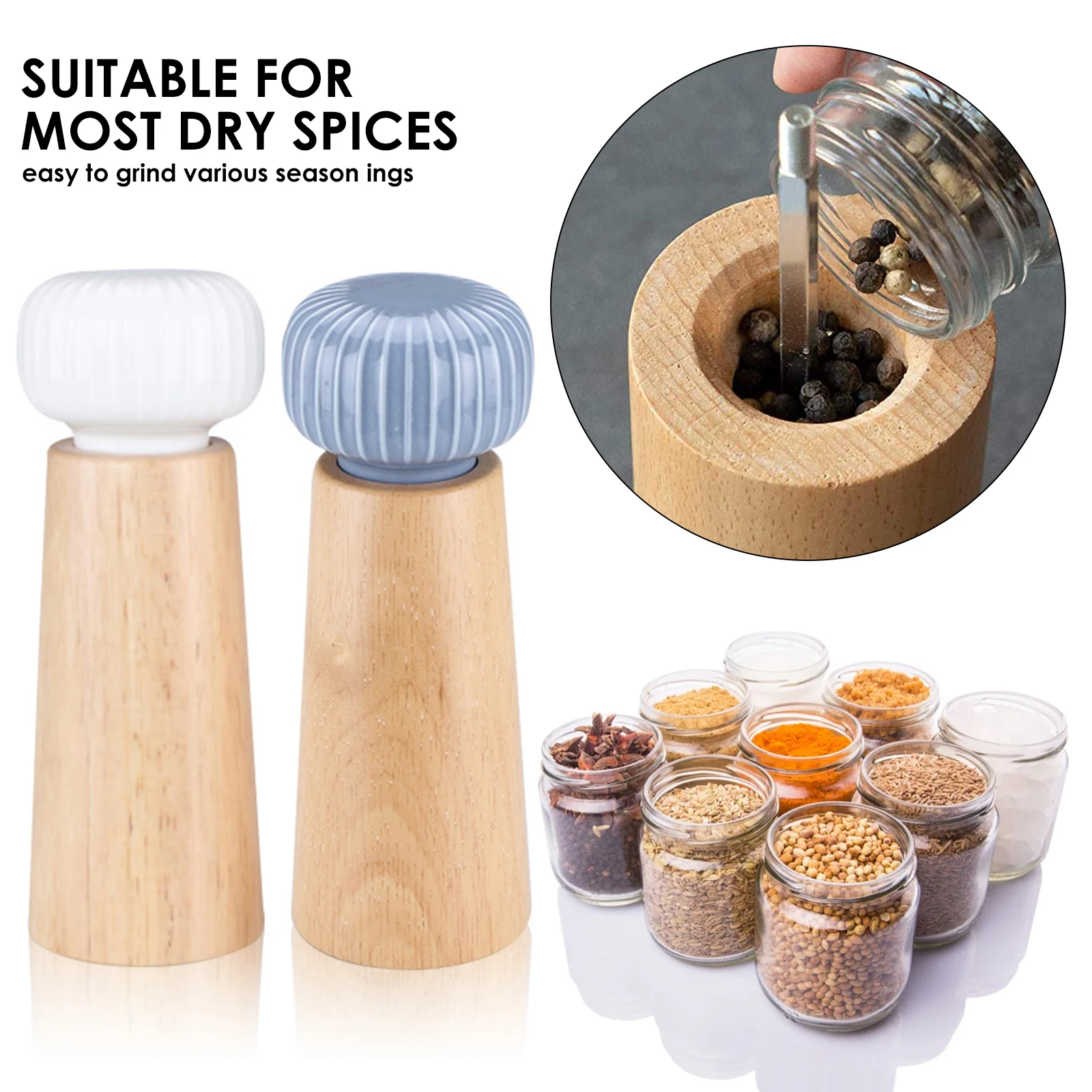 Salt And Pepper Mill Made Of Wood And Ceramic Pepper Shaker Spice Mill Grinder With Adjustable Grinder, 17.5 Cm
Salt And Pepper Mill Made Of Wood And Ceramic Pepper Shaker Spice Mill Grinder With Adjustable Grinder, 17.5 Cm