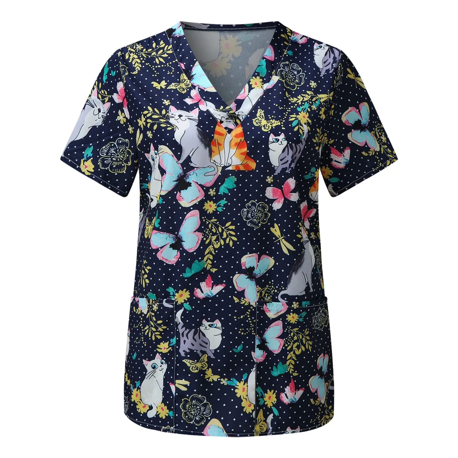 2021 Women's animal print casual T-Shirt Nursing Uniform short-sleeved V-neck care work tops Summer Workwear Tops Nurse Uniforms
2021 Women's animal print casual T-Shirt Nursing Uniform short-sleeved V-neck care work tops Summer Workwear Tops Nurse Uniforms