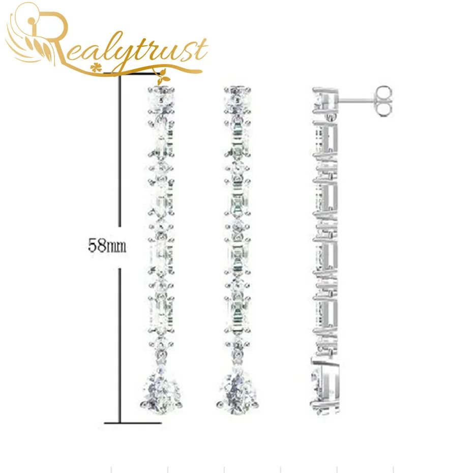 Realytrust Solid 925 Sterling Silver Emerald Cut Sona Diamond Geometric Long Drop Earrings for Women 2020 Wedding Jewelry Gift
Realytrust Solid 925 Sterling Silver Emerald Cut Sona Diamond Geometric Long Drop Earrings for Women 2020 Wedding Jewelry Gift