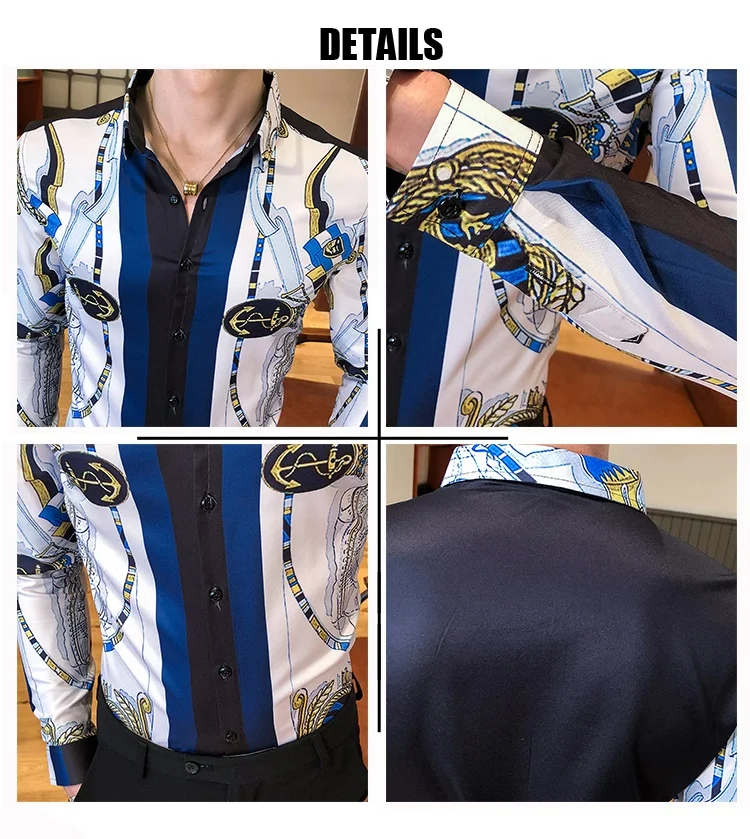 Mens Fashion Clothing Trends Casual Slim Fit Long Sleeved Male Tuxedo Shirt Retro Night Club Social Blouse Men Tops
Mens Fashion Clothing Trends Casual Slim Fit Long Sleeved Male Tuxedo Shirt Retro Night Club Social Blouse Men Tops