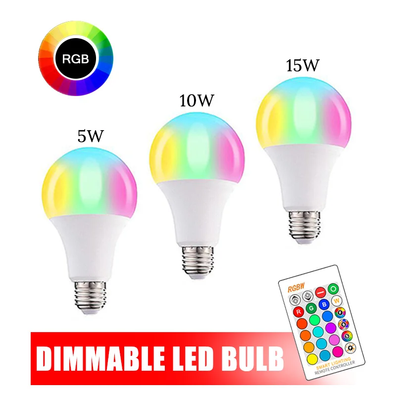 E27 LED Bulb 16 Color Changing RGB Magic Led Bulb 5/10/15W 85-265V RGB Lamp Spotlight + IR Remote Control Dimmable Lamp For Home
E27 LED Bulb 16 Color Changing RGB Magic Led Bulb 5/10/15W 85-265V RGB Lamp Spotlight + IR Remote Control Dimmable Lamp For Home