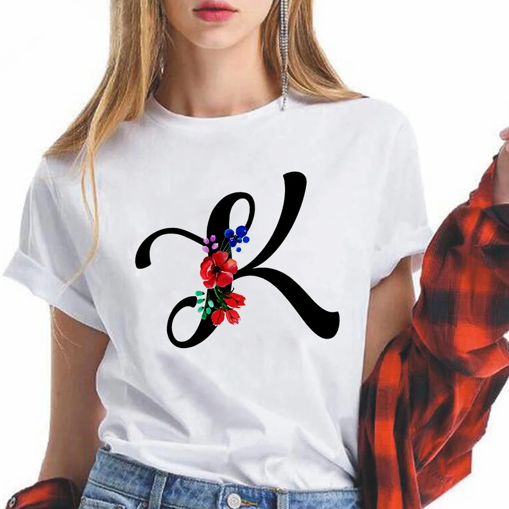2021 New Arrivals Spring Shirt 26 Letters Women Tshirt Novel Creative Flower Letter Combination Clothing Kpop Crewneck Tshirt
2021 New Arrivals Spring Shirt 26 Letters Women Tshirt Novel Creative Flower Letter Combination Clothing Kpop Crewneck Tshirt