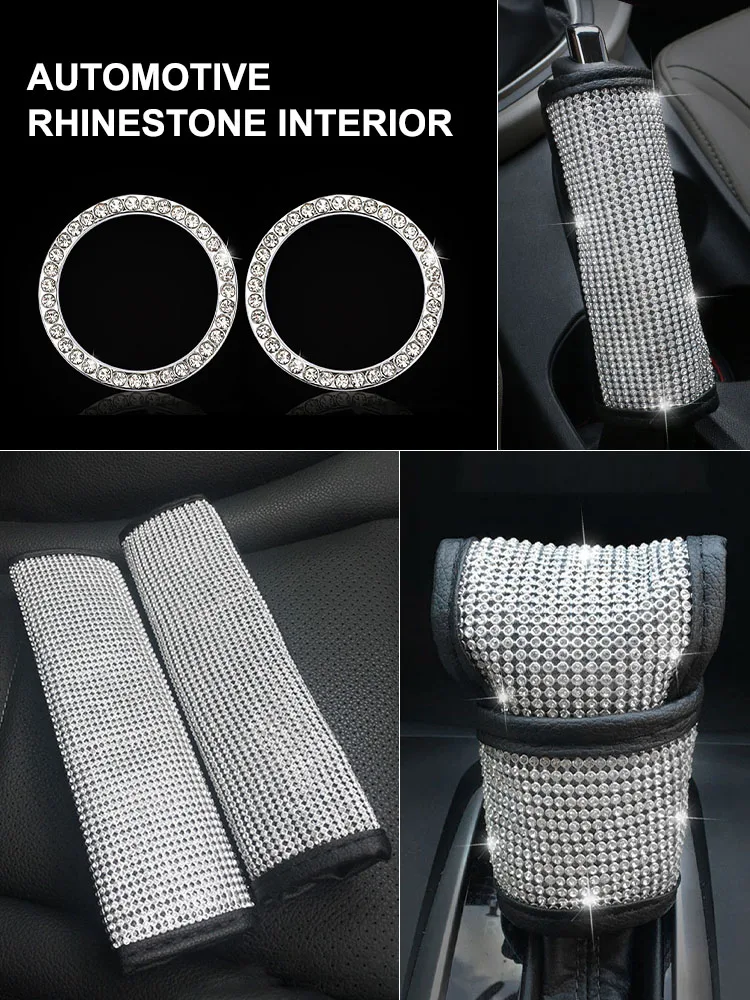 6pcs Shiny Car Interior Set for Women Bling Rhinestone Kit Seat Belt Cover Handbrake Gear Shift Cover Engine Start Button Ring
6pcs Shiny Car Interior Set for Women Bling Rhinestone Kit Seat Belt Cover Handbrake Gear Shift Cover Engine Start Button Ring