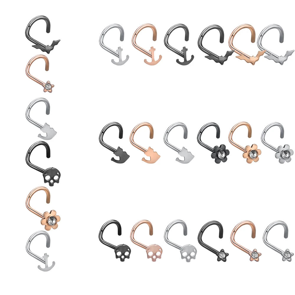 ZS 3/6pcs/set Anchor Crystal Nose Stud & Ring for Women Men CZ Cat Skull Septum Piercing Surgical Hook Nostril Piercings Jewelry
ZS 3/6pcs/set Anchor Crystal Nose Stud & Ring for Women Men CZ Cat Skull Septum Piercing Surgical Hook Nostril Piercings Jewelry