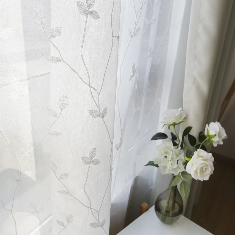 Modern Curtains for Living Dining Room Bedroom Study Pastoral Embroidery Tulle Thorn Leaf Semi-transparent Imitation Linen Yarn
Modern Curtains for Living Dining Room Bedroom Study Pastoral Embroidery Tulle Thorn Leaf Semi-transparent Imitation Linen Yarn