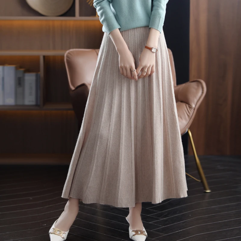 Thick 100% Pure Wool Half-Length Skirt Women's Autumn Winter Knitted Cashmere Mid-Length Pleated Skirt High-Waist Umbrella Skirt
Thick 100% Pure Wool Half-Length Skirt Women's Autumn Winter Knitted Cashmere Mid-Length Pleated Skirt High-Waist Umbrella Skirt