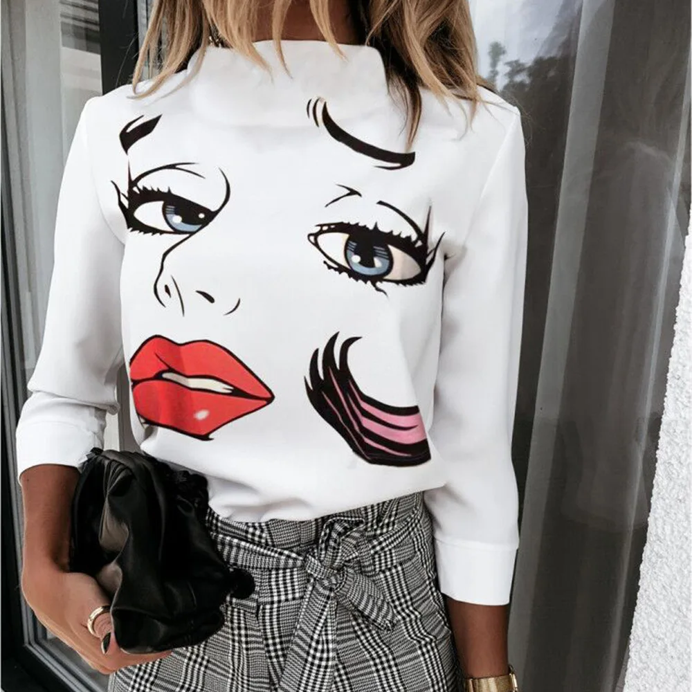 European and American Women's Clothing 2020 Autumn New Print Pullover Shirt Button Long Sleeve Fashion Commuting Slim Top Women 
European and American Women's Clothing 2020 Autumn New Print Pullover Shirt Button Long Sleeve Fashion Commuting Slim Top Women