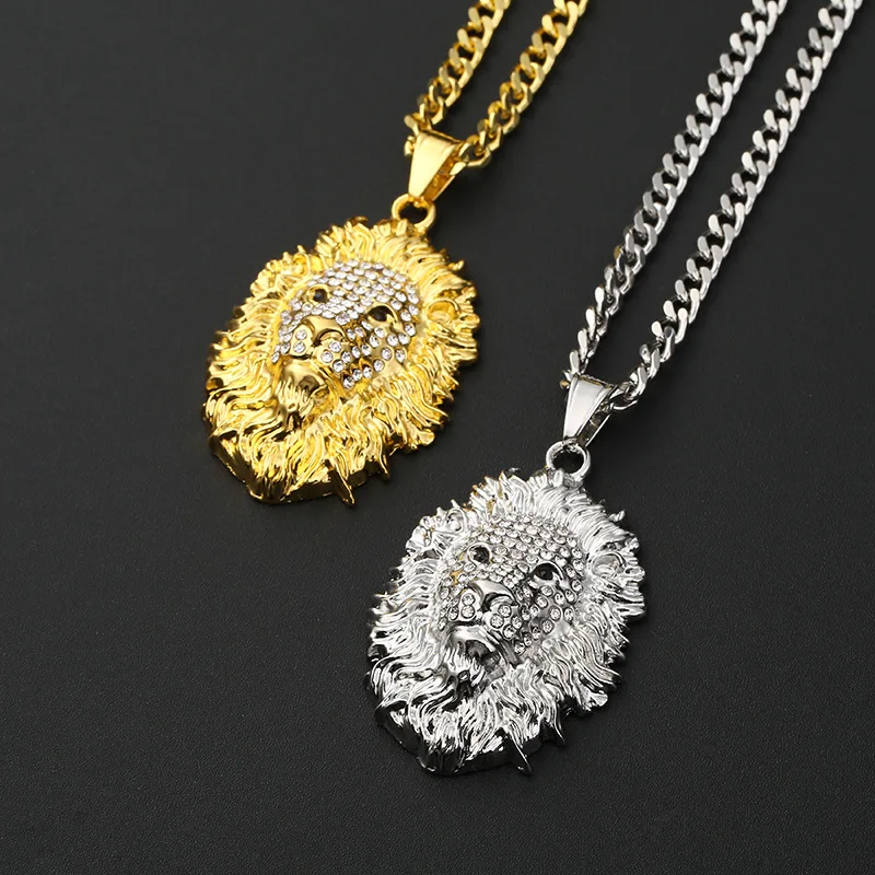 Hip Hop Jewelry for Men Rock Gold Color Micro Pave Full Rhinestone Lions Animals Pendant Necklace for Men Boy Rope Chain Copper
Hip Hop Jewelry for Men Rock Gold Color Micro Pave Full Rhinestone Lions Animals Pendant Necklace for Men Boy Rope Chain Copper