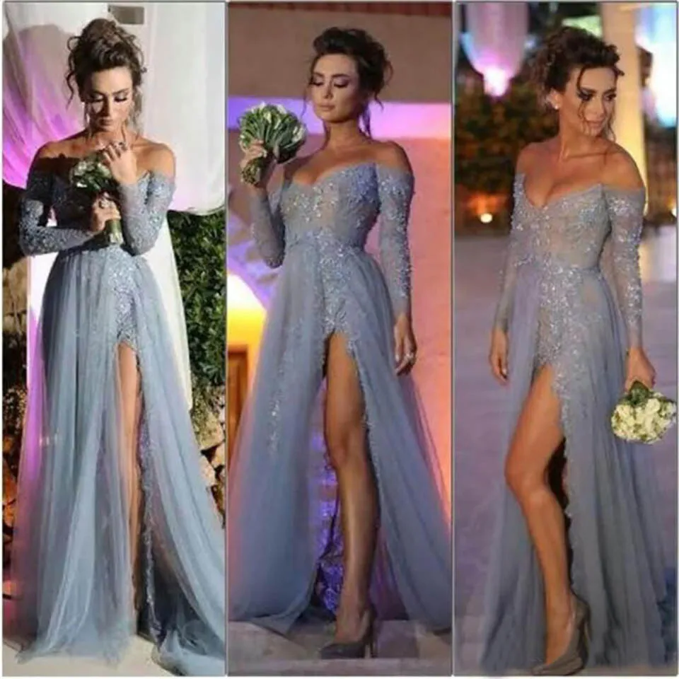 Natural Long Sleeve Ball Gown Prom Party Gown Formal Dresses New Off-Shoulder Thigh-High Slits Tulle Applique Lace Evening Dress
Natural Long Sleeve Ball Gown Prom Party Gown Formal Dresses New Off-Shoulder Thigh-High Slits Tulle Applique Lace Evening Dress