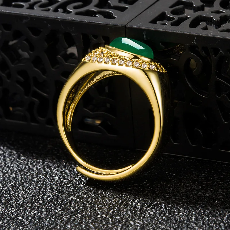 Винтажное Золотое кольцо 925 пробы серебряное для женщин натуральный зелёный