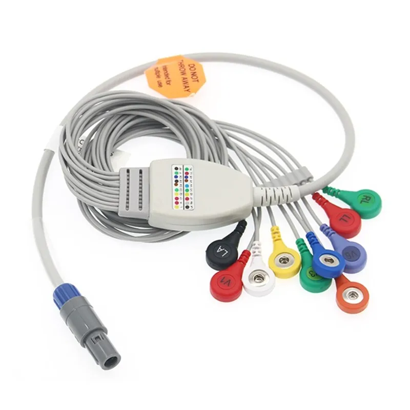 

Holter Recorder ECG Patient Cable 14 Pin 10 Leadwires Snap 4.0 AHA Standard for Biomedical Instrument BI9800 Rround Connector