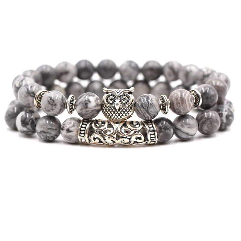 Trendy 8mm Natural 18 colors stone bead Bracelets Bangle Zinc Alloy Owl metal tube bracelet for Men&Women DIY classic Jewelry
Trendy 8mm Natural 18 colors stone bead Bracelets Bangle Zinc Alloy Owl metal tube bracelet for Men&Women DIY classic Jewelry