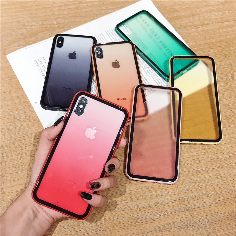 Модный градиентный чехол из закаленного стекла для iphone X XS Max XR 6 6s 7 8 Plus