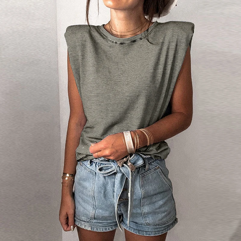 Women Casual Round Neck Sleeveless T-Shirts 2021 Summer Fashion Vintage Harajuku Striped Pullover Tops Female Loose Streetwears
Women Casual Round Neck Sleeveless T-Shirts 2021 Summer Fashion Vintage Harajuku Striped Pullover Tops Female Loose Streetwears