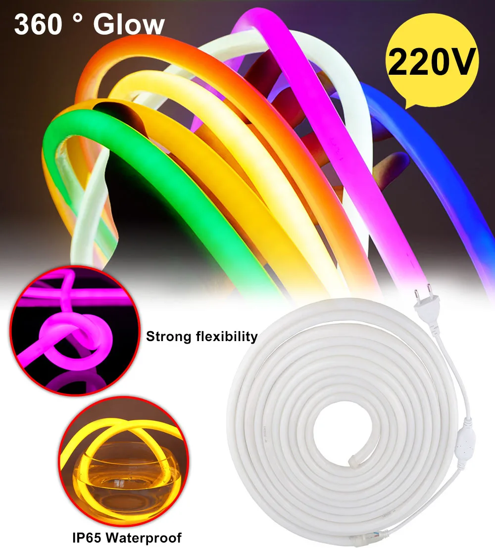 360 Round Led Neon Tube AC 220V 230V 240V SMD 2835 Flexible Neon Strip For Outdoor Decorative Lighting LED Strip Light 1m-10m
360 Round Led Neon Tube AC 220V 230V 240V SMD 2835 Flexible Neon Strip For Outdoor Decorative Lighting LED Strip Light 1m-10m