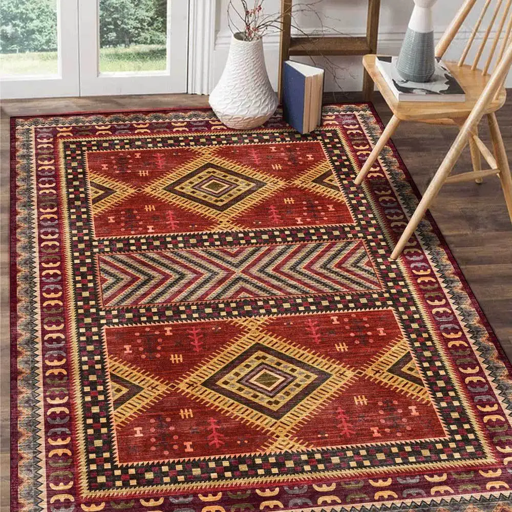 

Прикроватные ковры в персидском стиле для спальни Ретро-красный геометрический этнический нескользящий напольный коврик Коврики для кухни и прихожей Диван для гостиной