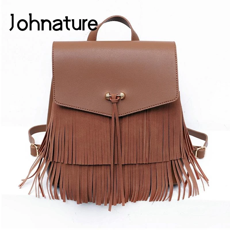 Johnature Fashion Women Backpack 2021 New Pu Leather All-match Tassel Bag Solid Color Large Capacity Leisure Female Travel Bags
Johnature Fashion Women Backpack 2021 New Pu Leather All-match Tassel Bag Solid Color Large Capacity Leisure Female Travel Bags