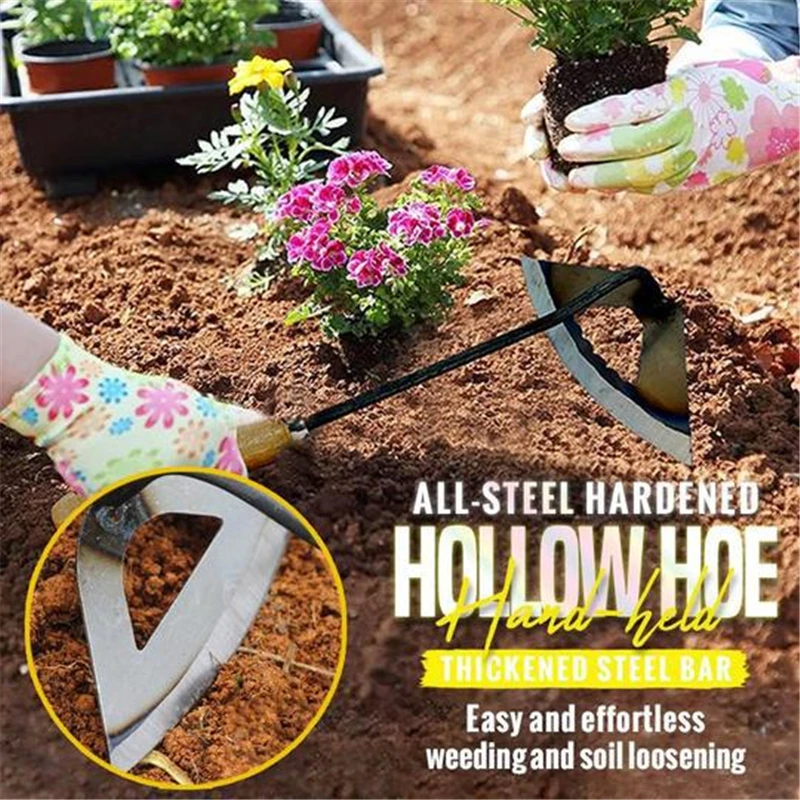 All-steel Hardened Hollow Hoe Shovel Garden Tools Handheld Weeding Rake Planting Vegetables Farm Garden Agriculture Hoe Tools