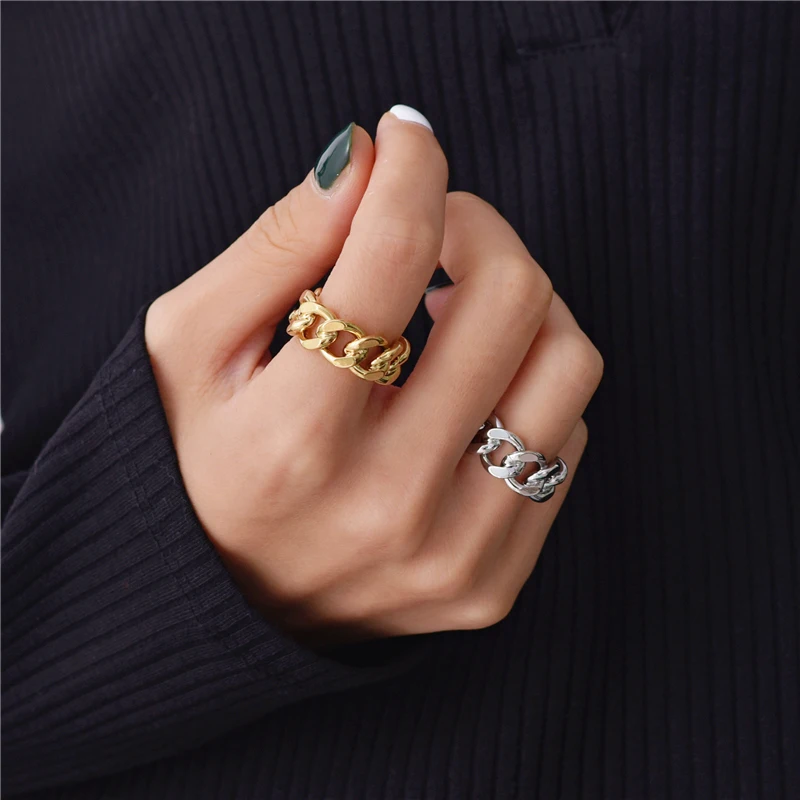 Vintage Punk Gold Silver Color Chunky Chain Rings Link Twisted Geometric Rings for Women Open Rings Adjustable Midi Ring
Vintage Punk Gold Silver Color Chunky Chain Rings Link Twisted Geometric Rings for Women Open Rings Adjustable Midi Ring