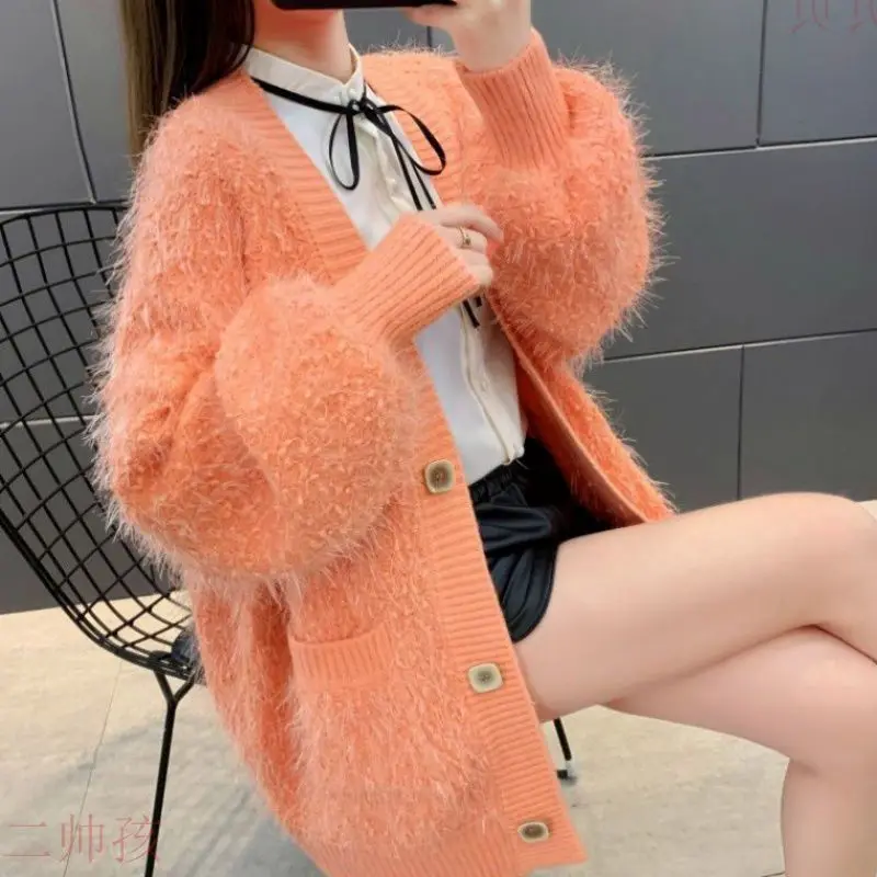 Orange Faux Fur Winter Autumn Women Sweaters Trendy Furry Plush V-Neck Long Loose Korean Oversized Jacket Sweater Tops Overcoat
Orange Faux Fur Winter Autumn Women Sweaters Trendy Furry Plush V-Neck Long Loose Korean Oversized Jacket Sweater Tops Overcoat