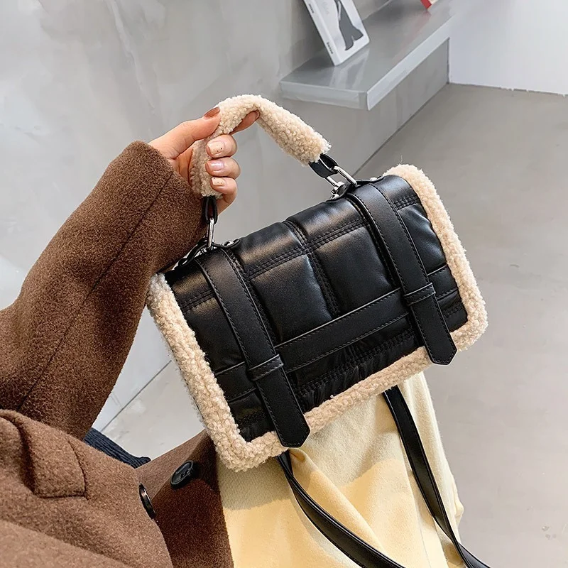 Fashion Lambswool Splice Pu Leather Women Shoulder Bag Quilited Lamb Plush Women's Handbags Square Crossbody Bags For Women New
Fashion Lambswool Splice Pu Leather Women Shoulder Bag Quilited Lamb Plush Women's Handbags Square Crossbody Bags For Women New