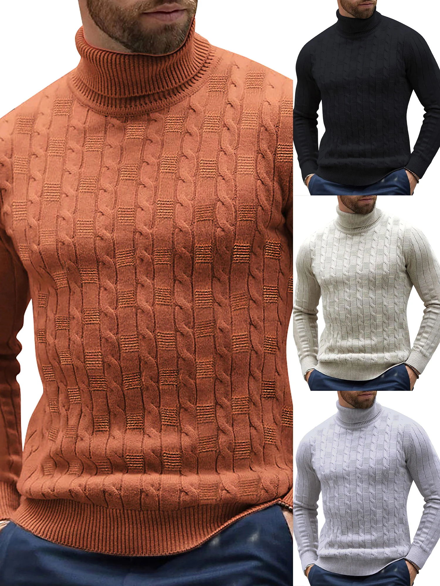 2021 Men's Sweater Long Sleeve Casual Classic Knit Roll Neck Men Pullover Solid Jacquard Basic Thermal Tops Tight Woven Sweater
2021 Men's Sweater Long Sleeve Casual Classic Knit Roll Neck Men Pullover Solid Jacquard Basic Thermal Tops Tight Woven Sweater
