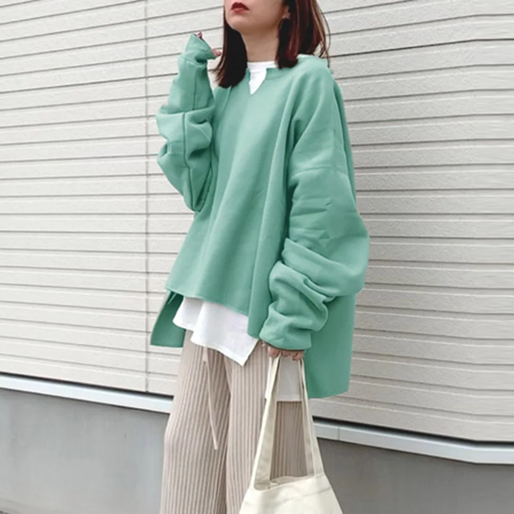 Hoodie Loose Winter 2021 Mid-Long Sweatshirts Tops Casual For Women Lake Green Plain Long Sleeve Pullover V-neck Warm Fashion
Hoodie Loose Winter 2021 Mid-Long Sweatshirts Tops Casual For Women Lake Green Plain Long Sleeve Pullover V-neck Warm Fashion