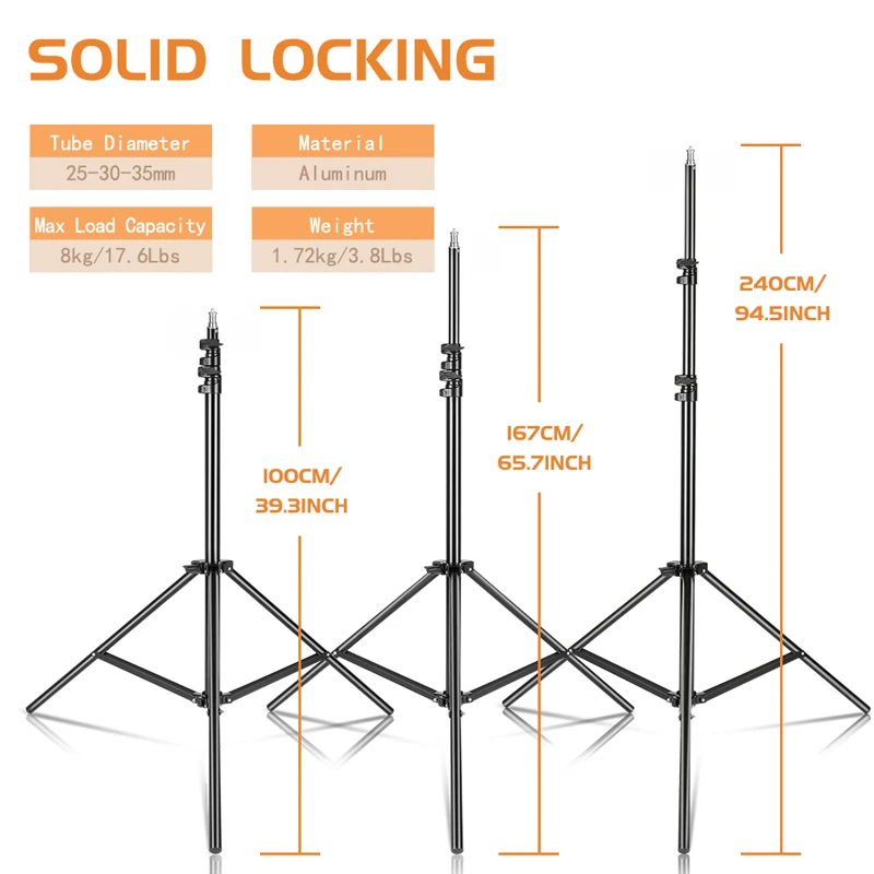 Heavy Duty Light Stand 2.4m 2m Adjustable Air Cushioned Metal Photography Thicken Tripod Stand for Photo Studio Speedlight
Heavy Duty Light Stand 2.4m 2m Adjustable Air Cushioned Metal Photography Thicken Tripod Stand for Photo Studio Speedlight