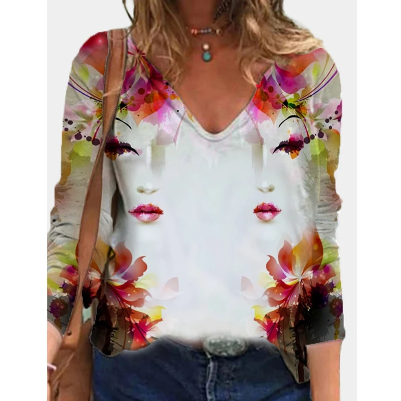 Mandylandy Women's Casual Long Sleeve V-neck Pullover T-shirt Tops Spring and Summer Fashion Printed Loose T-shirt
Mandylandy Women's Casual Long Sleeve V-neck Pullover T-shirt Tops Spring and Summer Fashion Printed Loose T-shirt