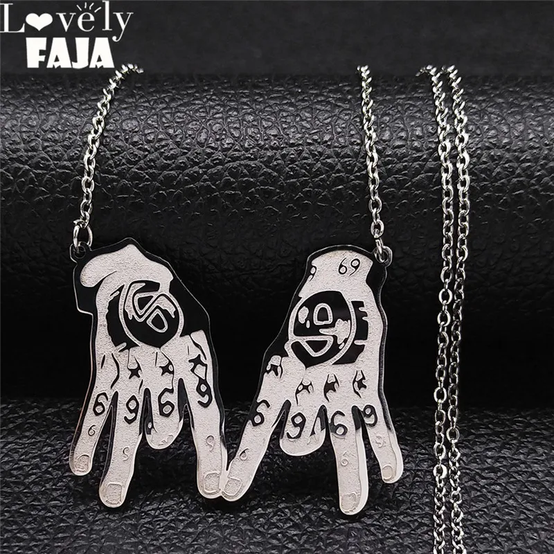 Stainless Steel Hand Clown 69 Chain Necklaces Women Silver Color Pendants Necklaces Jewelry bijoux acier inoxidable N4290S03
Stainless Steel Hand Clown 69 Chain Necklaces Women Silver Color Pendants Necklaces Jewelry bijoux acier inoxidable N4290S03