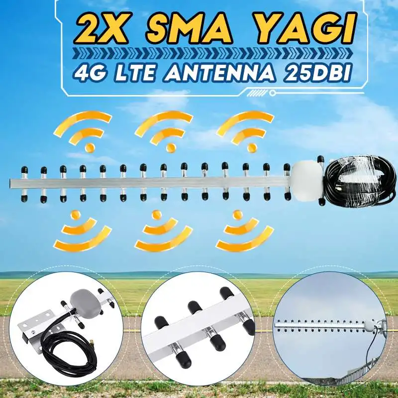 2.4Ghz WiFi Antenna 25dBi RP SMA Outdoor Wireless Yagi Antenna Directional Booster Amplifier Modem Cable LTE +1.5m line New
2.4Ghz WiFi Antenna 25dBi RP SMA Outdoor Wireless Yagi Antenna Directional Booster Amplifier Modem Cable LTE +1.5m line New