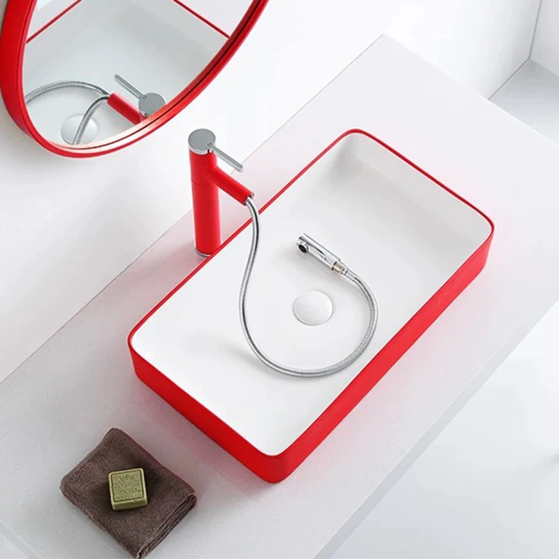 Red Nordic Above Counter Basin Wash Basin Household Creative Ceramic Basin Modern Simple Bathroom Art Basin wash hand basins
Red Nordic Above Counter Basin Wash Basin Household Creative Ceramic Basin Modern Simple Bathroom Art Basin wash hand basins