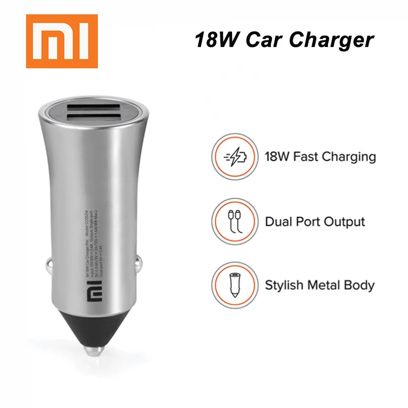 Xiaomi Mi Car Charger QC3.0 X2 Dual USB Quick charge Max 5V/3A 9V/2A 15V/1.5A Metal Style
Xiaomi Mi Car Charger QC3.0 X2 Dual USB Quick charge Max 5V/3A 9V/2A 15V/1.5A Metal Style