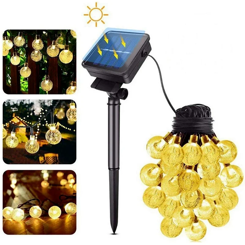 8 Modes Solar Light Crystal Ball 1.5M/5M/6.5M/7M LED String Lights Fairy Lights Garlands for Christmas Party Outdoor Decoration
8 Modes Solar Light Crystal Ball 1.5M/5M/6.5M/7M LED String Lights Fairy Lights Garlands for Christmas Party Outdoor Decoration