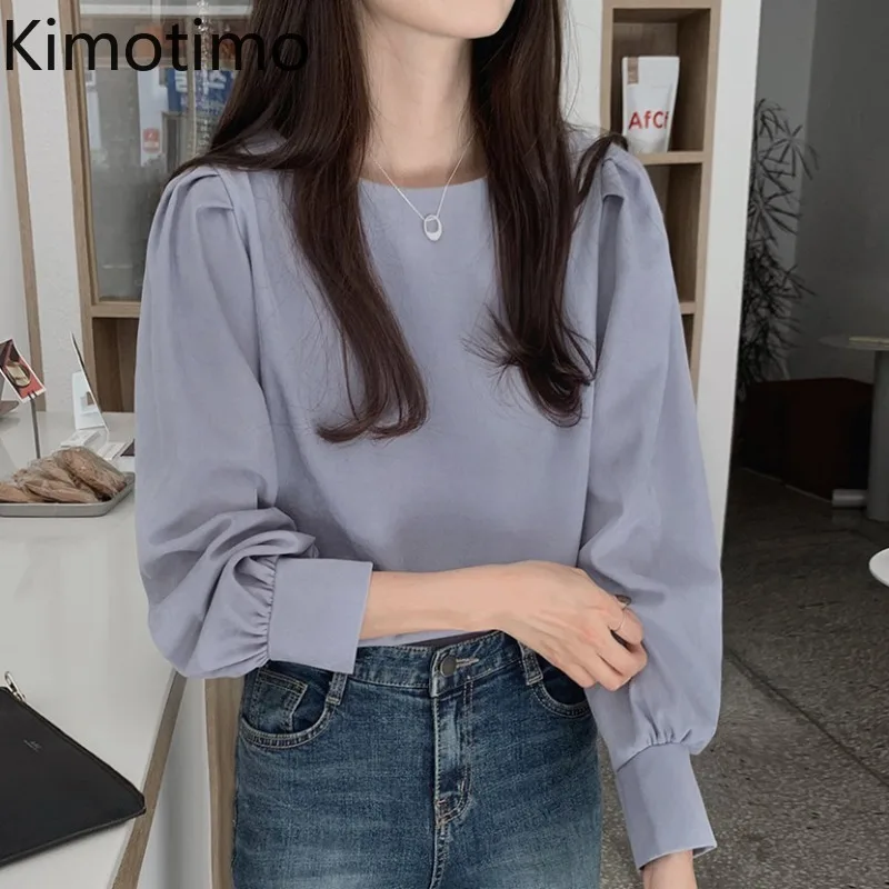 Kimotimo Solid Sweet Blouse Women 2021 Spring Korean Chic Simple Office Lady Ins O-Neck Slim Age-reducing Fashion All-match
Kimotimo Solid Sweet Blouse Women 2021 Spring Korean Chic Simple Office Lady Ins O-Neck Slim Age-reducing Fashion All-match
