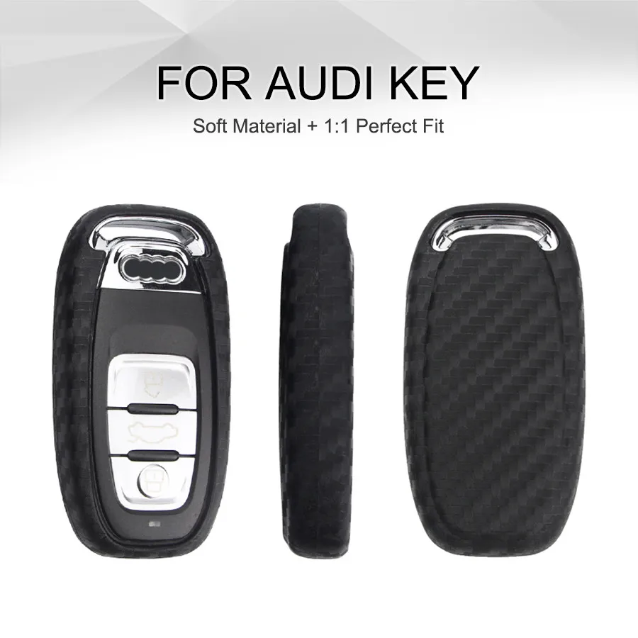 Silica Gel Carbon Fiber Car Key Case Cover For Audi TTS SQ5 R8 TT MK3 8S A1 A2 A3 8V 8P A4 B7 B9 A5 A6 C6 Q7 Q8 Key ring Styling
Silica Gel Carbon Fiber Car Key Case Cover For Audi TTS SQ5 R8 TT MK3 8S A1 A2 A3 8V 8P A4 B7 B9 A5 A6 C6 Q7 Q8 Key ring Styling