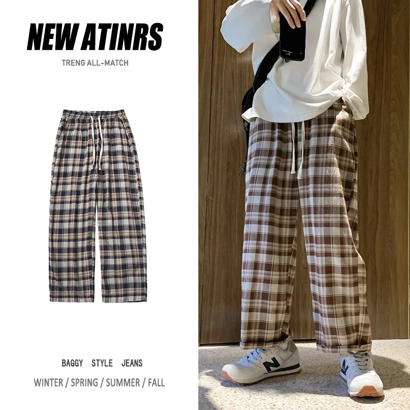 Cotton Drawstring Plaid Pants Men Fashion Retro Casual Pants Men Streetwear Loose Hip Hop Straight Pants Mens Wide Leg Trousers
Cotton Drawstring Plaid Pants Men Fashion Retro Casual Pants Men Streetwear Loose Hip Hop Straight Pants Mens Wide Leg Trousers
