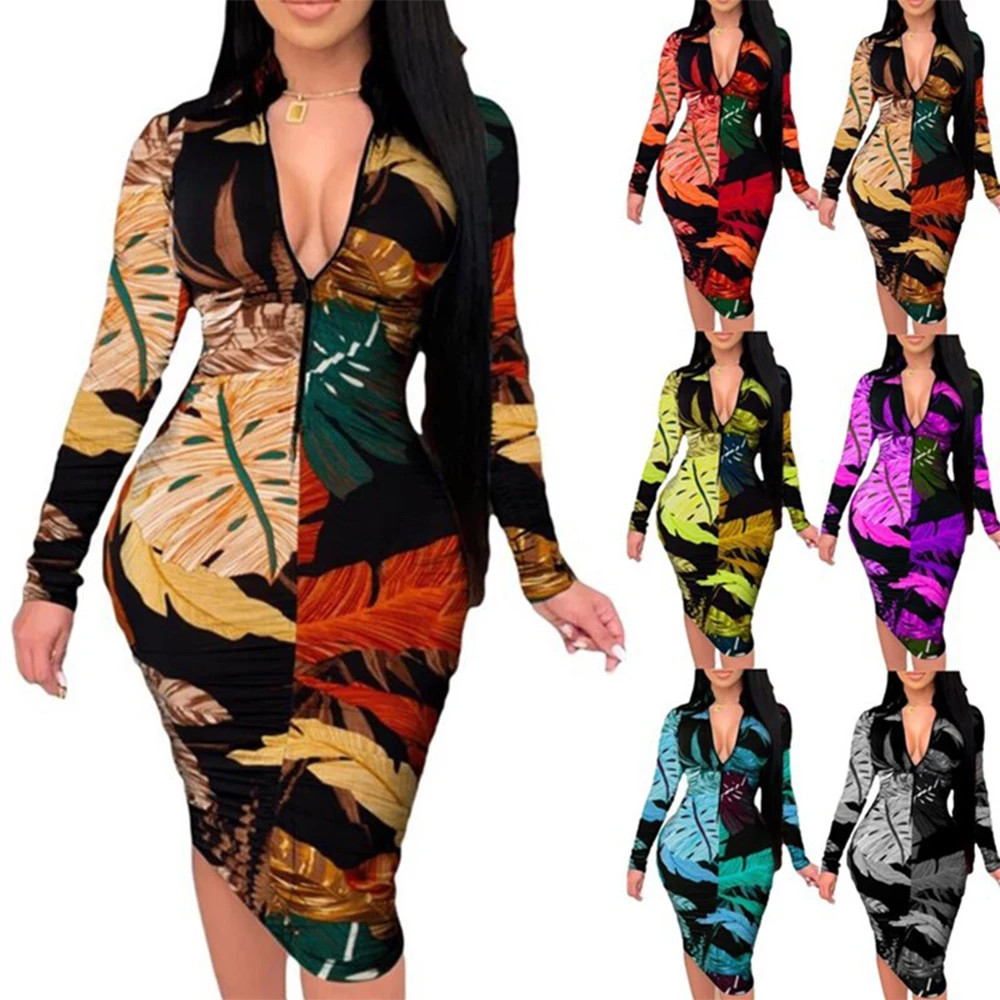 Women's Spring and Autumn Long Sleeve Sexy Deep V Neck Slim Party Dress Retro Fashion Print Birthday Party Club Pencil Skirt
Women's Spring and Autumn Long Sleeve Sexy Deep V Neck Slim Party Dress Retro Fashion Print Birthday Party Club Pencil Skirt