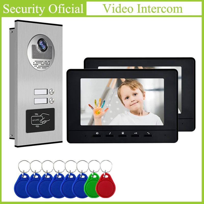 One to Two Video Door Phone RFID Intercom System 7 Inch Wired RJ45 Network Cable Connection Multi Apartments Video Intercom Kits
One to Two Video Door Phone RFID Intercom System 7 Inch Wired RJ45 Network Cable Connection Multi Apartments Video Intercom Kits