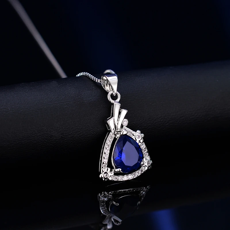 New s925 sterling silver pendant necklace female European and American fashion accessories first jewelry rock crystal red, blue
New s925 sterling silver pendant necklace female European and American fashion accessories first jewelry rock crystal red, blue