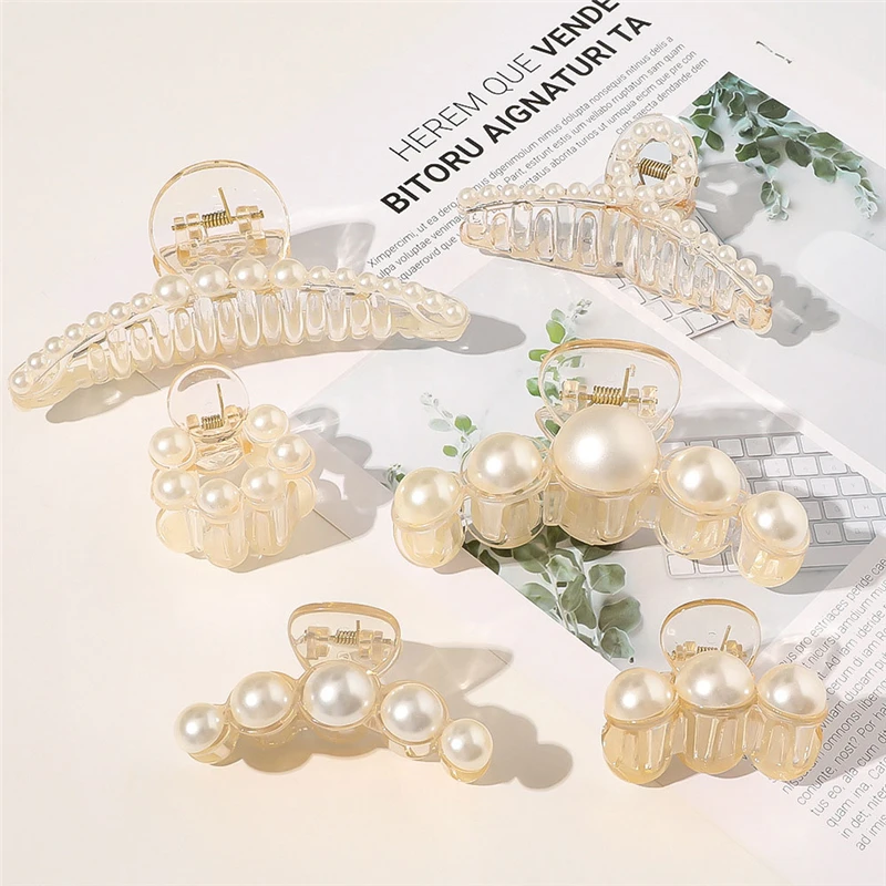 Pearls Hair Clips Acrylic Hair Claw Clips Big Size Makeup Hair Styling hair clips for women 
Pearls Hair Clips Acrylic Hair Claw Clips Big Size Makeup Hair Styling hair clips for women