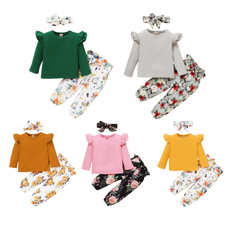 Baby Girl Clothing Set Newborn Kids Girls Outfits Clothes Solid Top +Flower Printed Trousers+Headband Set
Baby Girl Clothing Set Newborn Kids Girls Outfits Clothes Solid Top +Flower Printed Trousers+Headband Set
