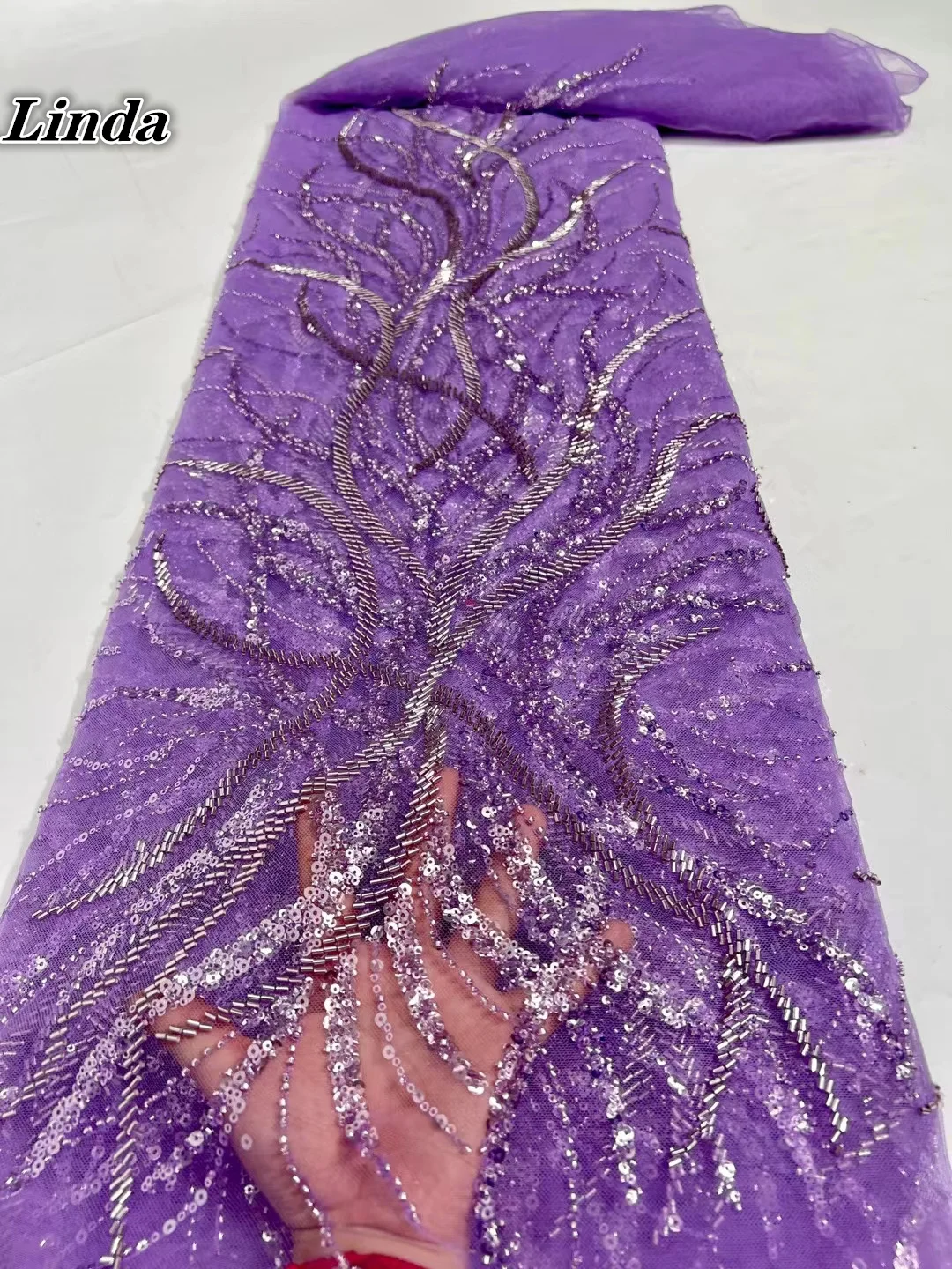 Nigerian Sequins Lace Fabric 2021 Purple High Quality African Lace French Tulle Bead Embroidery Lace Fabrics For Party Dress
Nigerian Sequins Lace Fabric 2021 Purple High Quality African Lace French Tulle Bead Embroidery Lace Fabrics For Party Dress