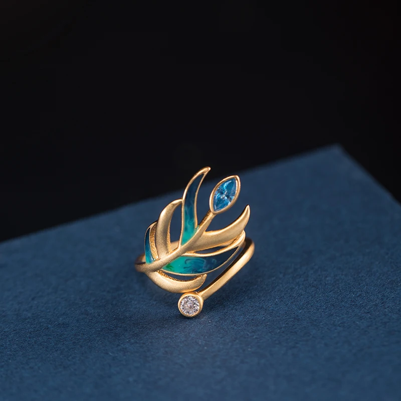 VLA 925 Sterling Silver Fashion Creative Peacock Feather Ring Women's National Style Personalized Design Hand Jewelry
VLA 925 Sterling Silver Fashion Creative Peacock Feather Ring Women's National Style Personalized Design Hand Jewelry